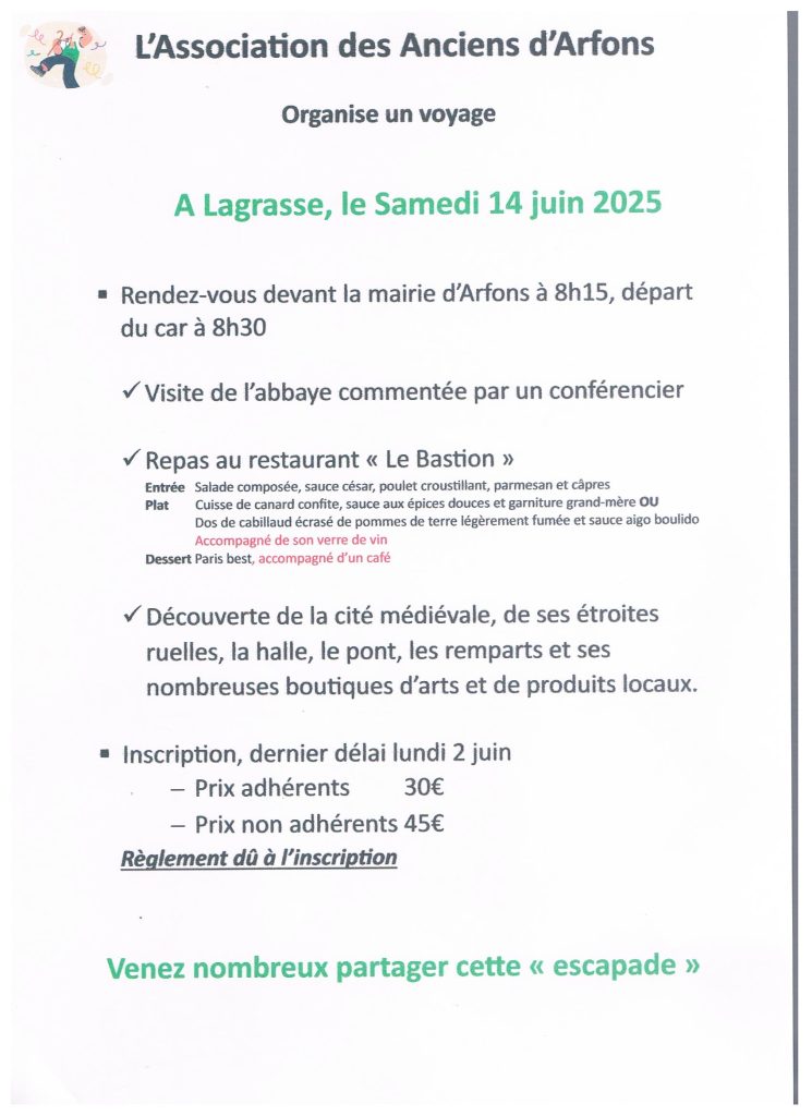 association Anciers d'Arfons- Voyage Lagrasse